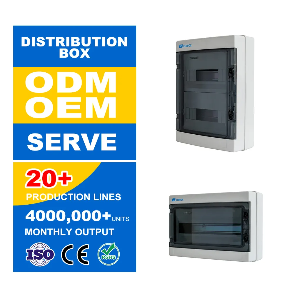 Caja de distribución MCB montada en superficie de 24 formas en superficie